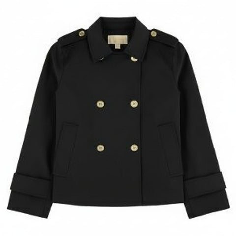 Michael Kors Women's Black Cotton Twill Cropped Peacoat | Michael Kors In Lebanon
