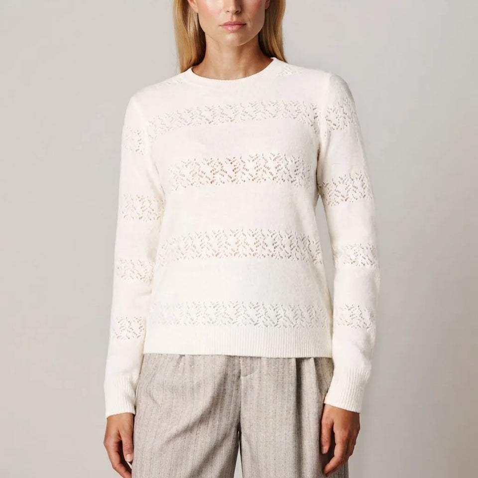 Sinsay Women's Cream Openwork Wool Sweater