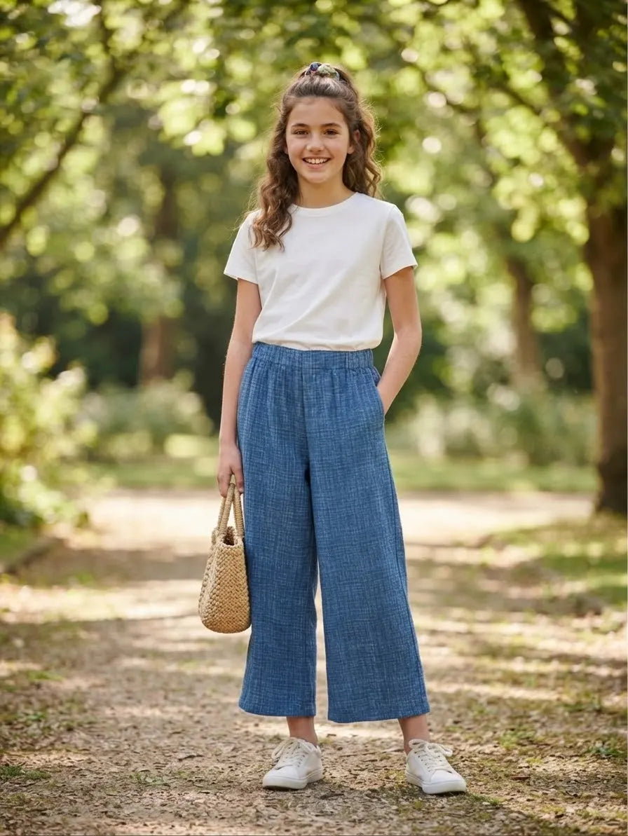 Sinsay Girl's Indigo Wide Leg Trousers