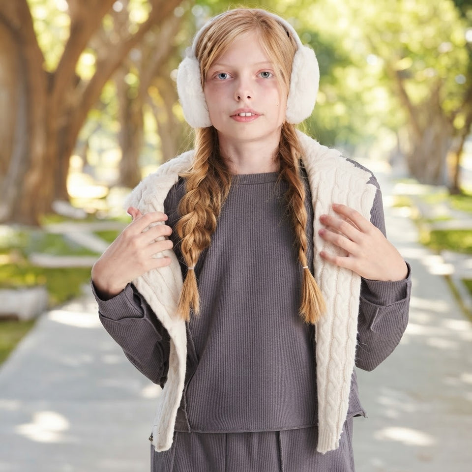 Sinsay Girl's Grey Ribbed Sweatshirt