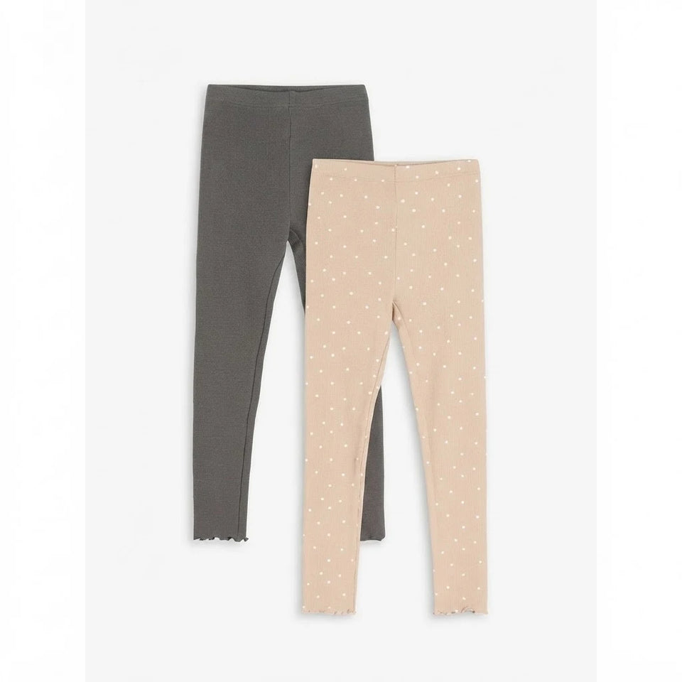 Sinsay Girl's Beige & Olive Green Pack Of 2 Leggings