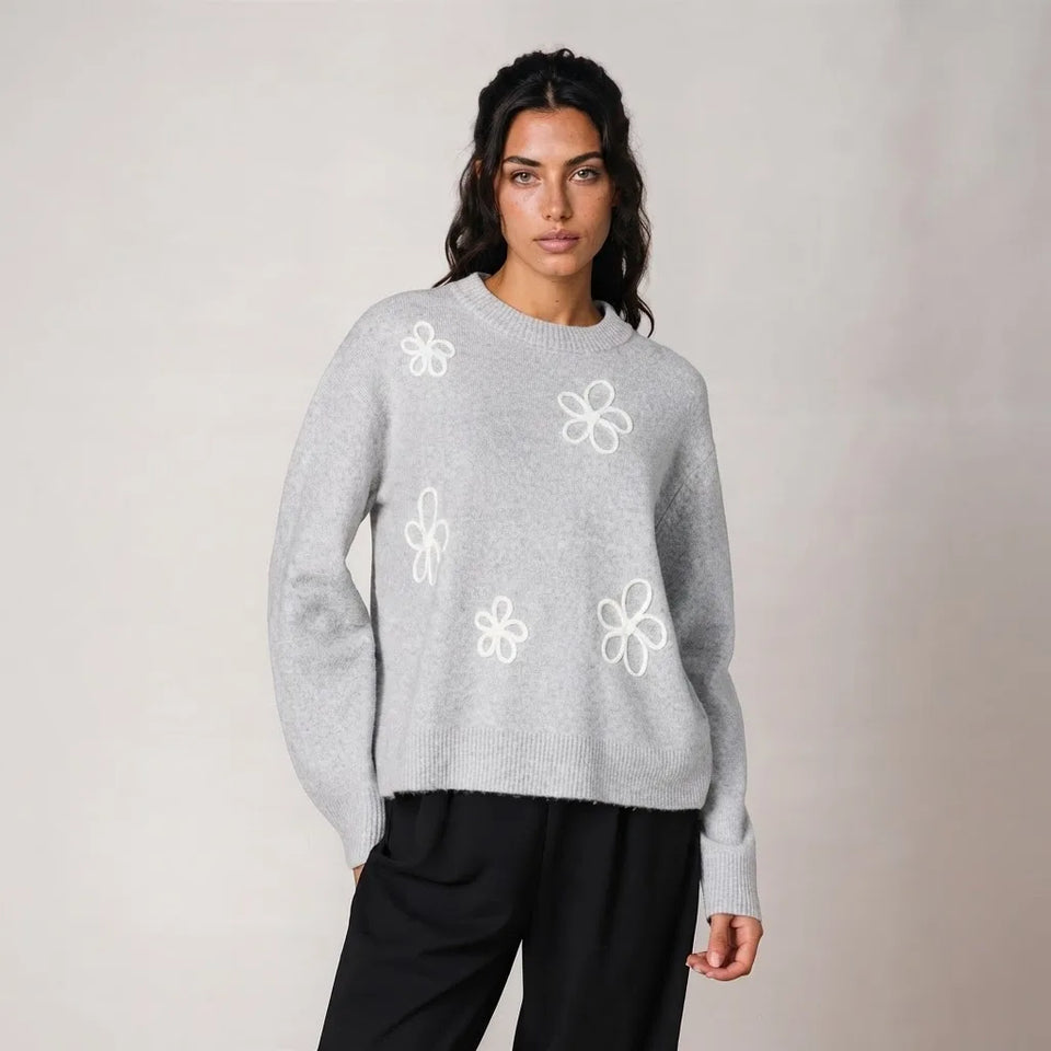 Sinsay Women's Light Grey Chunky Sweater
