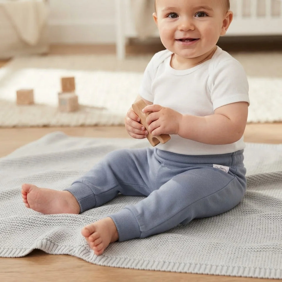 Sinsay Baby Boy's Light Blue Ribbed Cuffs Sweatpants