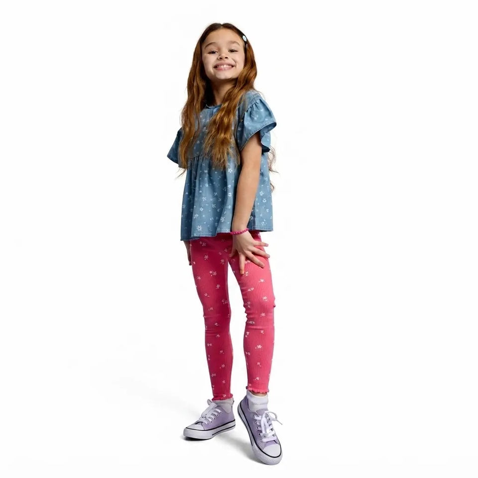 Sinsay Girl's Bright Pink Patterned Leggings
