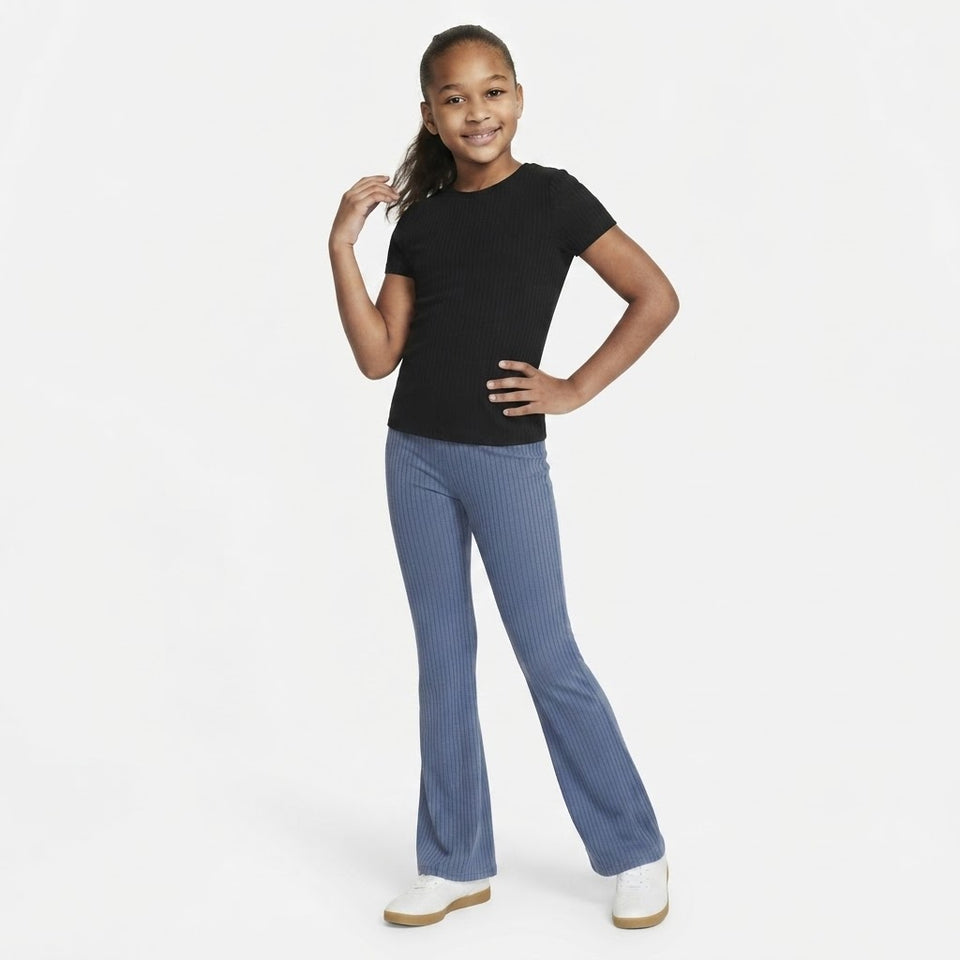 Sinsay Girl's Blue Ribbed Wide-Leg Flare Pants
