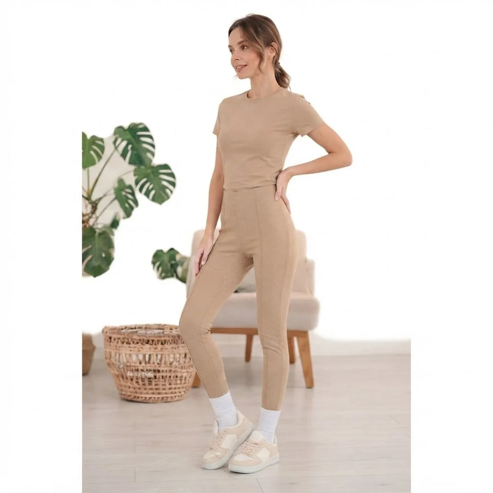 Sinsay Women's Tan High-Waisted Leggings