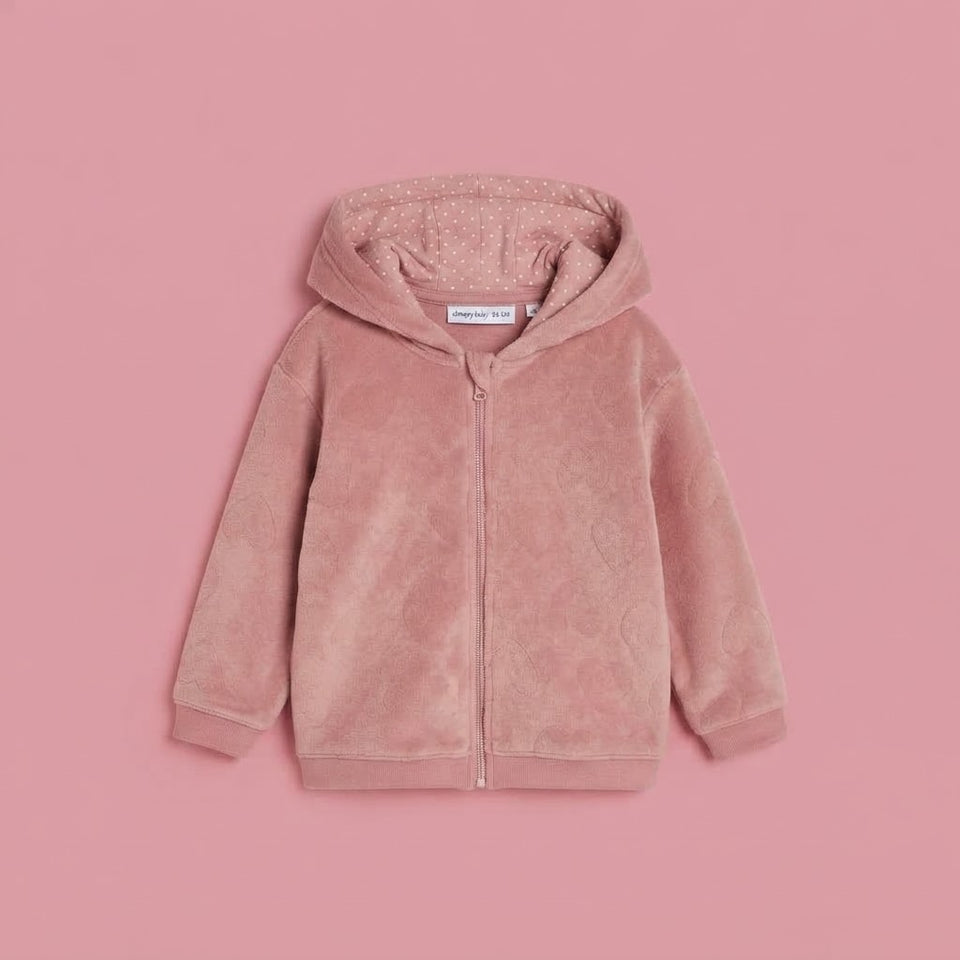 Sinsay Girl's Pastel Pink Embossed Heart Pattern Jacket