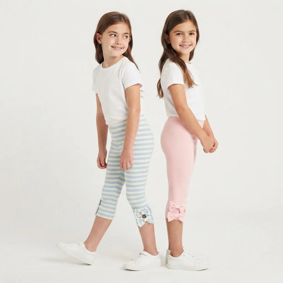 Sinsay Girl's Light Pink & Blue Striped Pack Of 2 Leggings