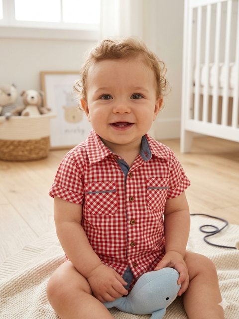 Charanga Baby Boy's Red & White Checked Shirt | Charanga In Lebanon