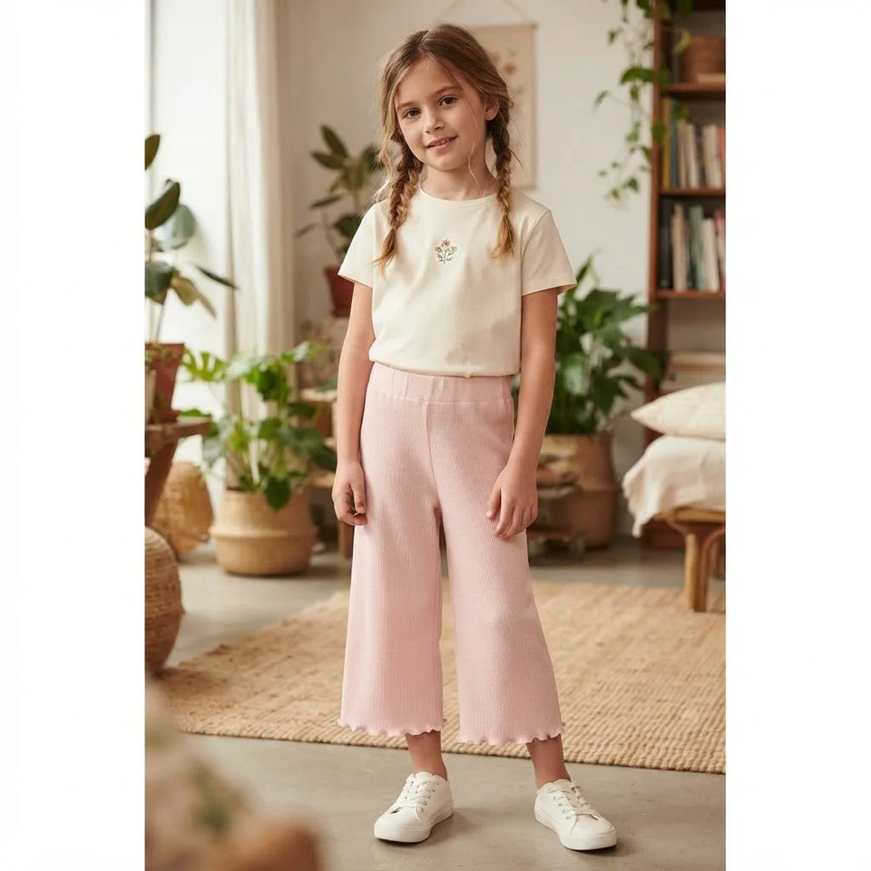 Sinsay Girl's Light Pink Relaxed Wide-Leg Pants