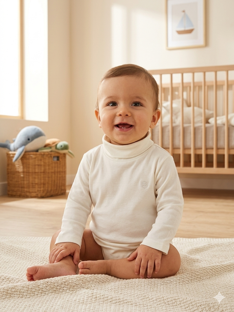 Charanga Baby Boy's White Turtle Neck Blouse | Charanga In Lebanon