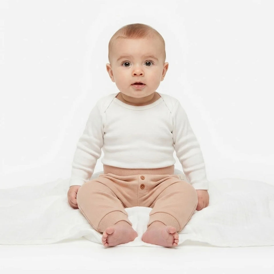 Sinsay Baby Boy's Peach Beige Decorative Buttons Sweatpants