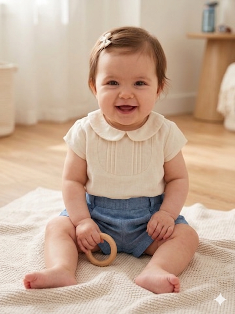 Charanga Baby Girl's Cream Short Sleeves Blouse | Charanga In Lebanon