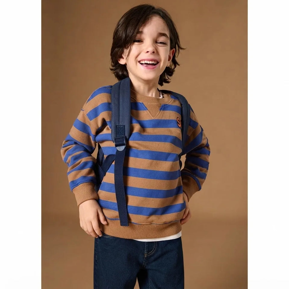 Sinsay Boy's Orange & Blue Striped Sweatshirt