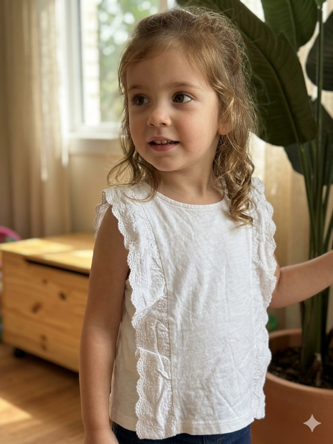 Charanga Girl's White Ruffles Blouse | Charanga In Lebanon