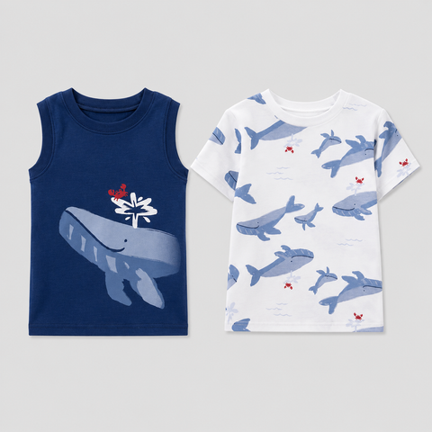 Carter's Just One You Baby Boy's White/Navy 2pc Cotton Shark Tank Top & T-Shirt | Carter's Just One You In Lebanon