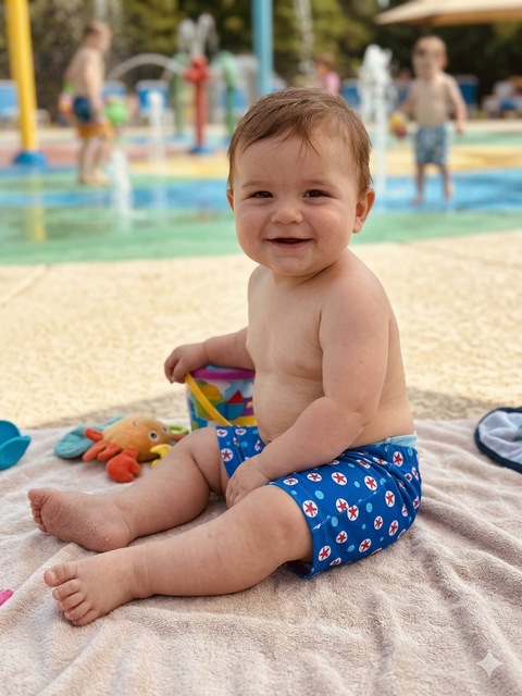 Charanga Baby Boy's Blue & Red Stars Printed Swim Short | Charanga In Lebanon