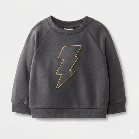 Cat & Jack Baby Boy's Dark Grey Embroidered Lightning Bolt Fleece Sweatshirt | Cat & Jack In Lebanon