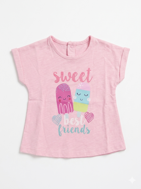 Top.Top Baby Girl's Pink All Over Printed T-Shirts | Top.Top In Lebanon
