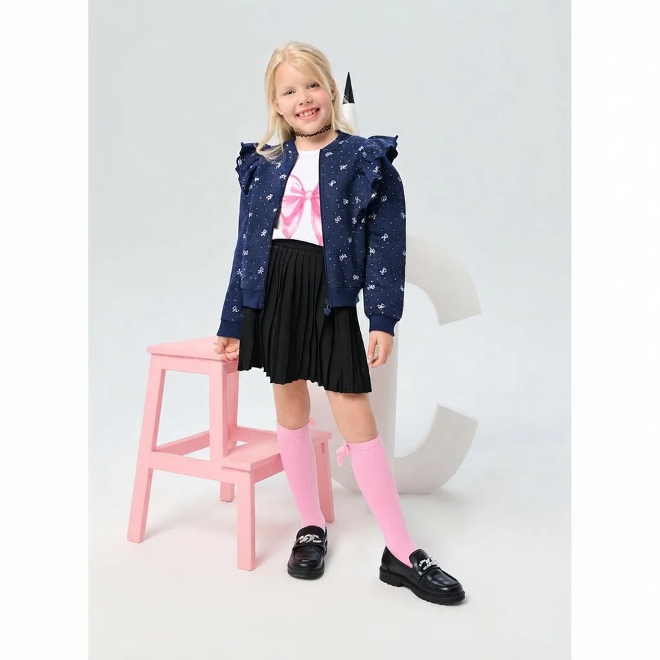 Sinsay Girl's Navy All-Over Bow Pattern Jacket