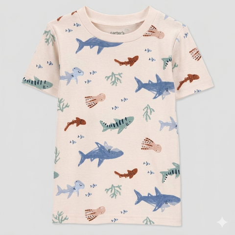 Carter's Just One You Baby Boy's Beige Cotton Snug Fit Shark T-Shirt | Carter's Just One You In Lebanon