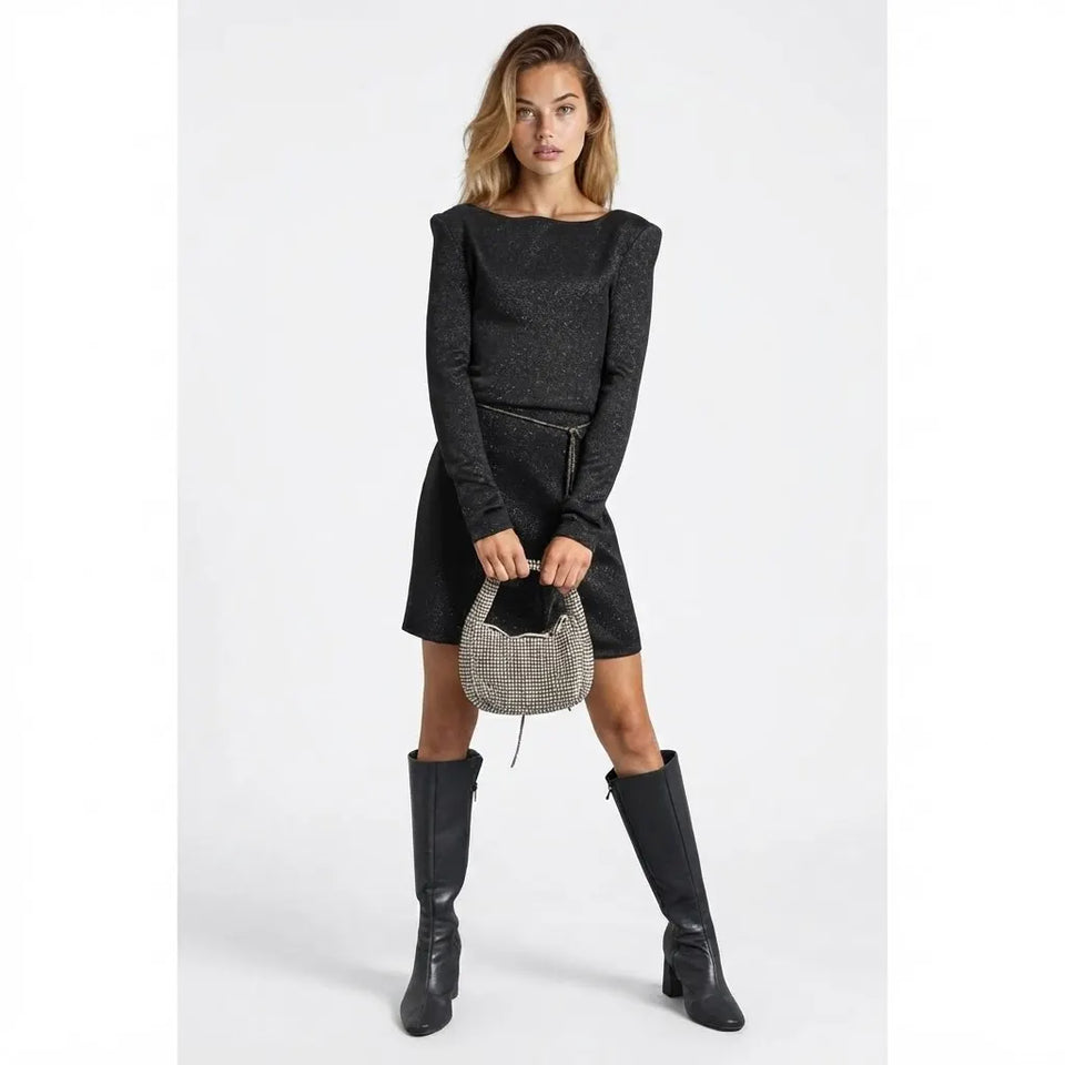 Sinsay Women's Black Knit Sparkle Dress