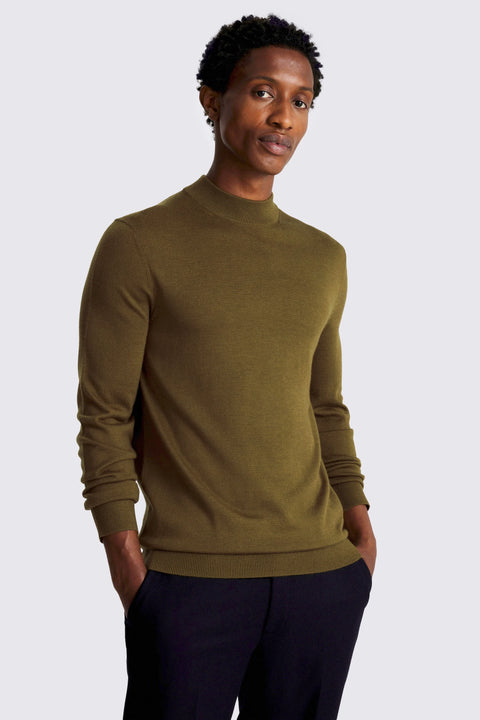 Rebel Men's Dark Olive Mock Neck Sweater | Rebel In Lebanon