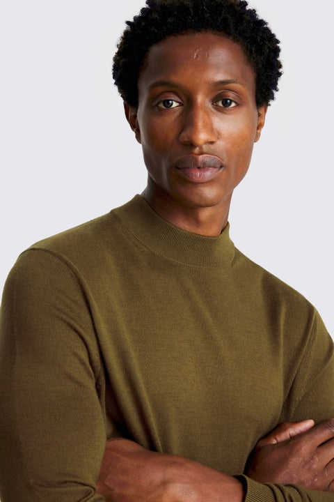 Rebel Men's Dark Olive Mock Neck Sweater | Rebel In Lebanon