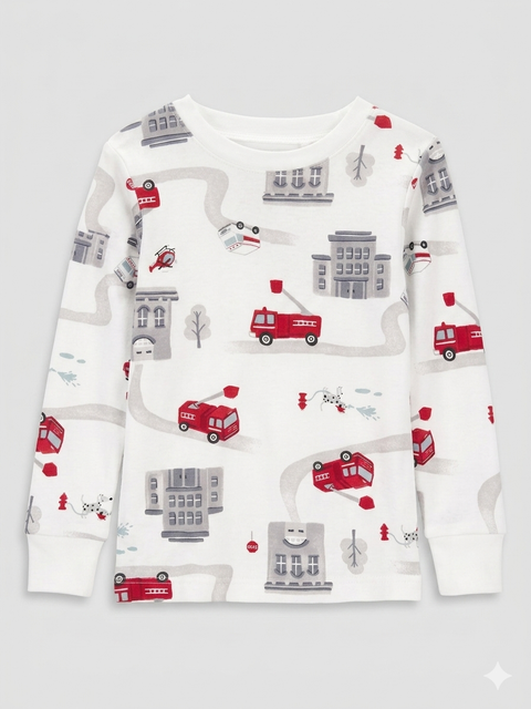 Carter's Just One You Baby Boy's White Firetrucks Printed Blouse | Carter's Just One You In Lebanon