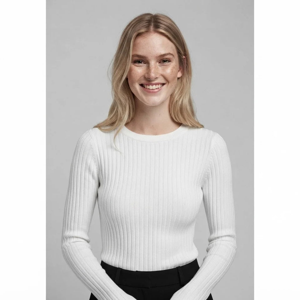 Sinsay Women's White Ribbed Knit Blouse