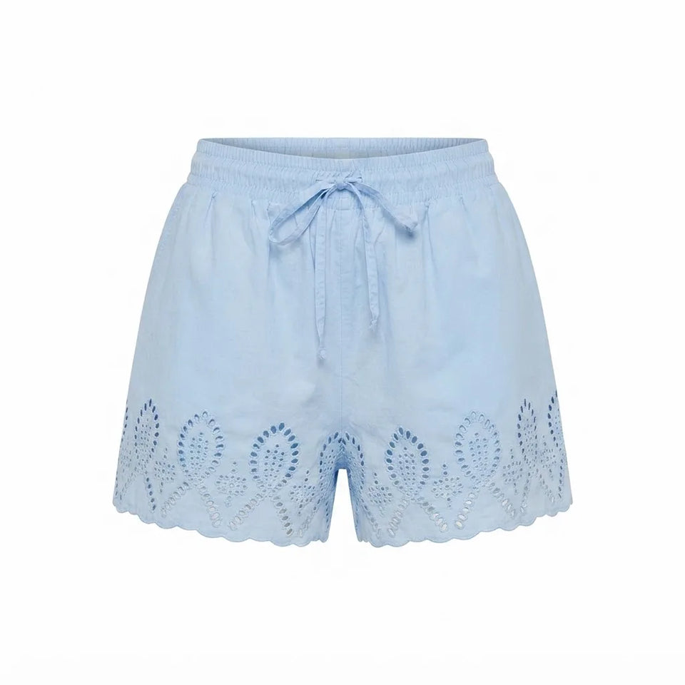 Sinsay Women's Pale Blue Eyelet Hem Shorts