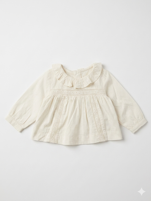 Charanga Baby Girl's Off White Ruffle Blouse | Charanga In Lebanon