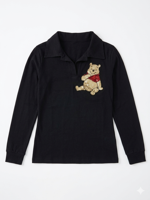 Disney Girl's Black Bear Printed Blouse | Disney In Lebanon