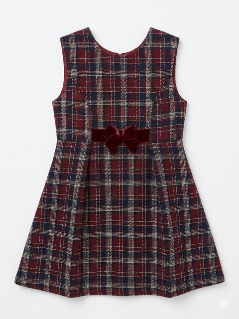 Ativo Girl's Burgundy & Navy Checked Dress | Ativo In Lebanon