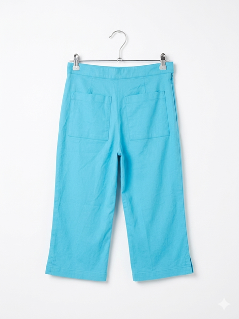Fantasia Girl's Blue Crop Pant With Front Patch Pocket | Fantasia In Lebanon