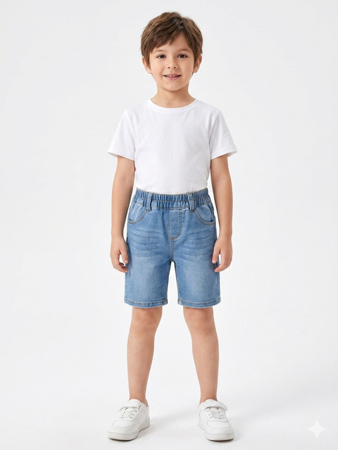 Charanga Baby Boy's Blue Denim Short With Elastic Waist | Charanga In Lebanon