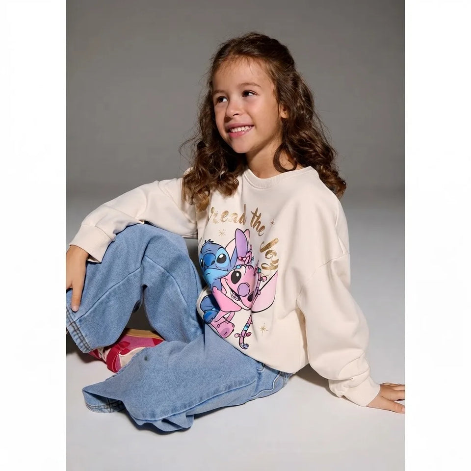 Sinsay Girl's Cream Stitch Print Sweatshirt