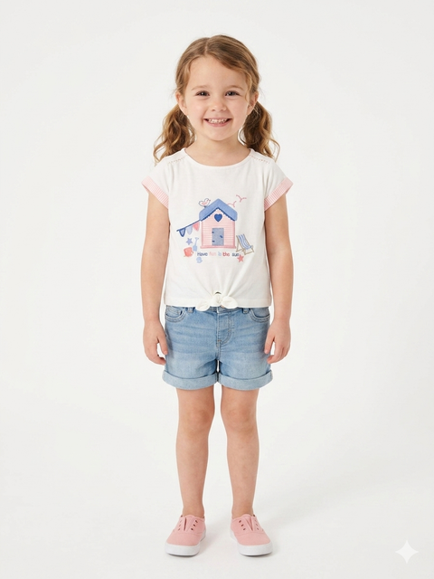 Charanga Baby Girl's White "Have Fun In The Sun" Embroidered T-Shirt | Charanga In Lebanon