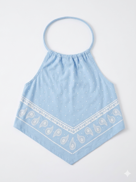 Top.Top Girl's Light Blue & White Open Back Top | Top.Top In Lebanon