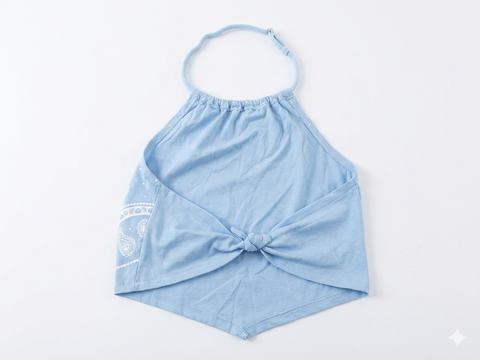 Top.Top Girl's Light Blue & White Open Back Top | Top.Top In Lebanon