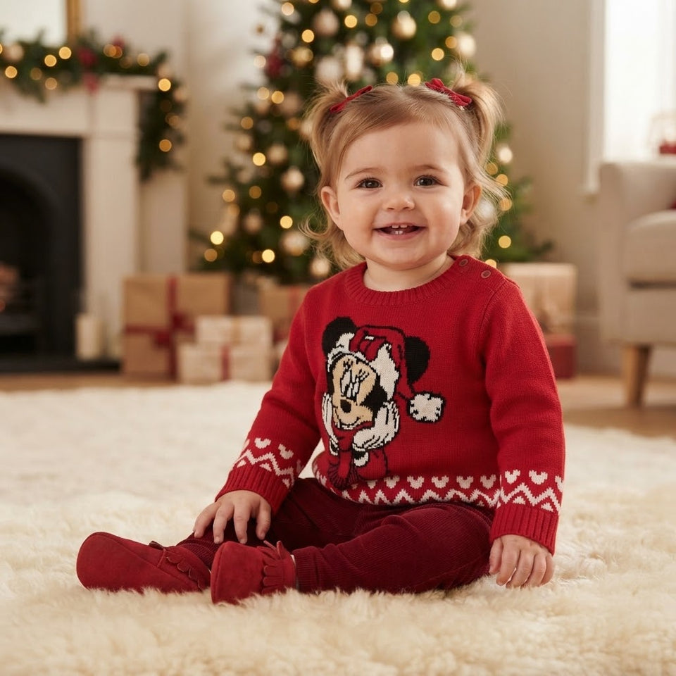 Sinsay Baby Girl's Red Minnie Mouse Printed Sweater