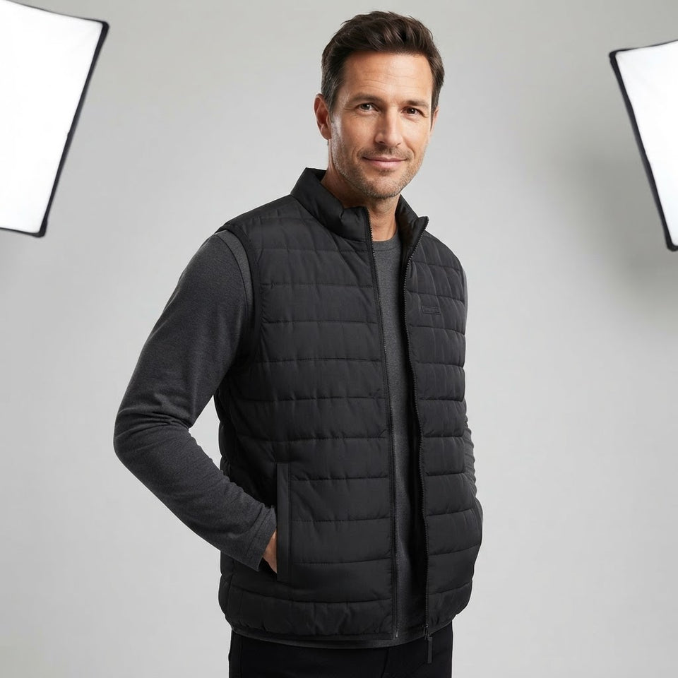 Sinsay Men's Black High Collar Quilted Vest