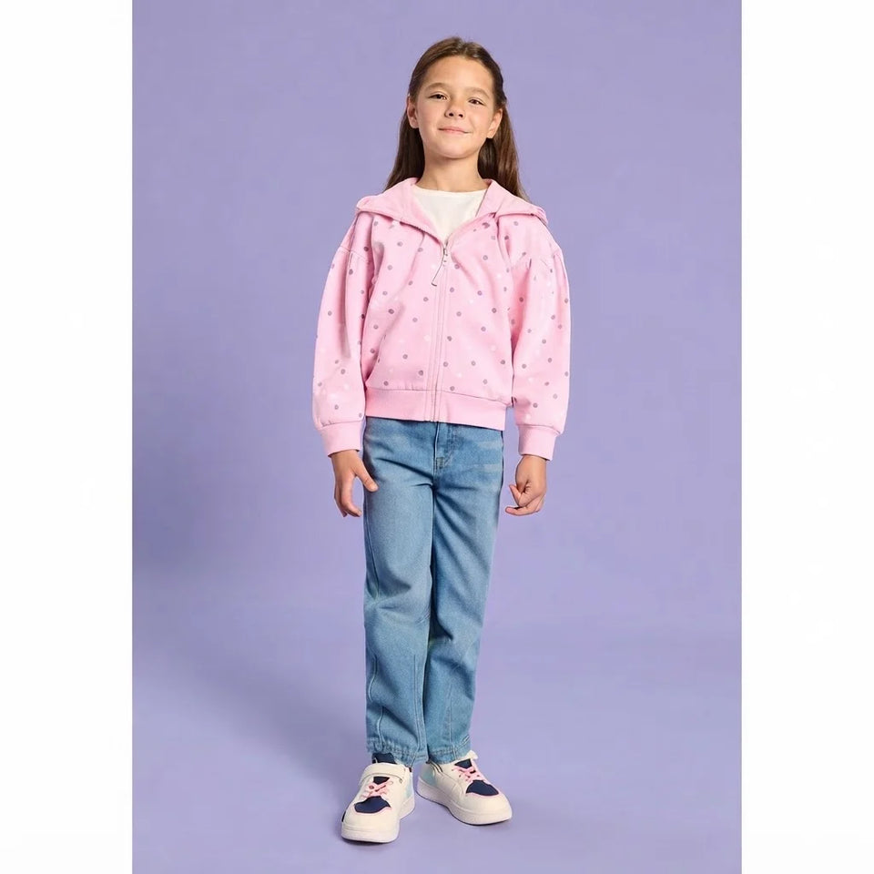 Sinsay Girl's Pastel Pink Polka Dot Pattern Jacket
