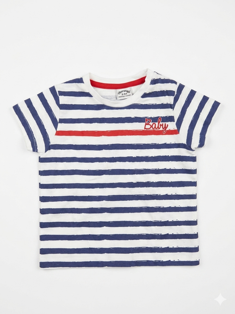 Charanga Baby Boy's White/Navy Striped T-Shirt | Charanga In Lebanon