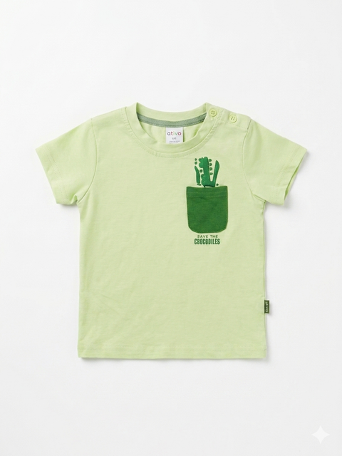 Ativo Baby Boy's Light Green T-Shirt With Chest Pocket | Ativo In Lebanon