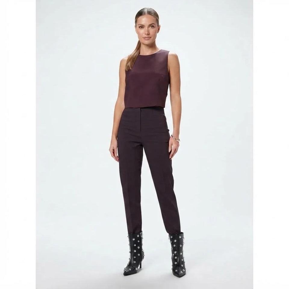 Sinsay Women's Dark Brown High-Waisted Cigarette Trousers