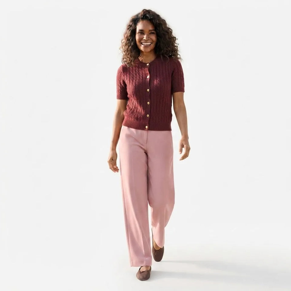 Sinsay Women's Dusty Pink Wide-Leg Trousers