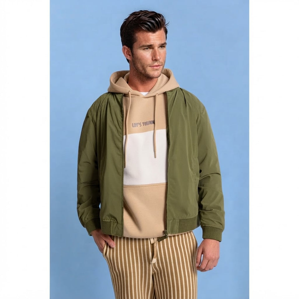 Sinsay Men's Khaki Green Bomber Jacket