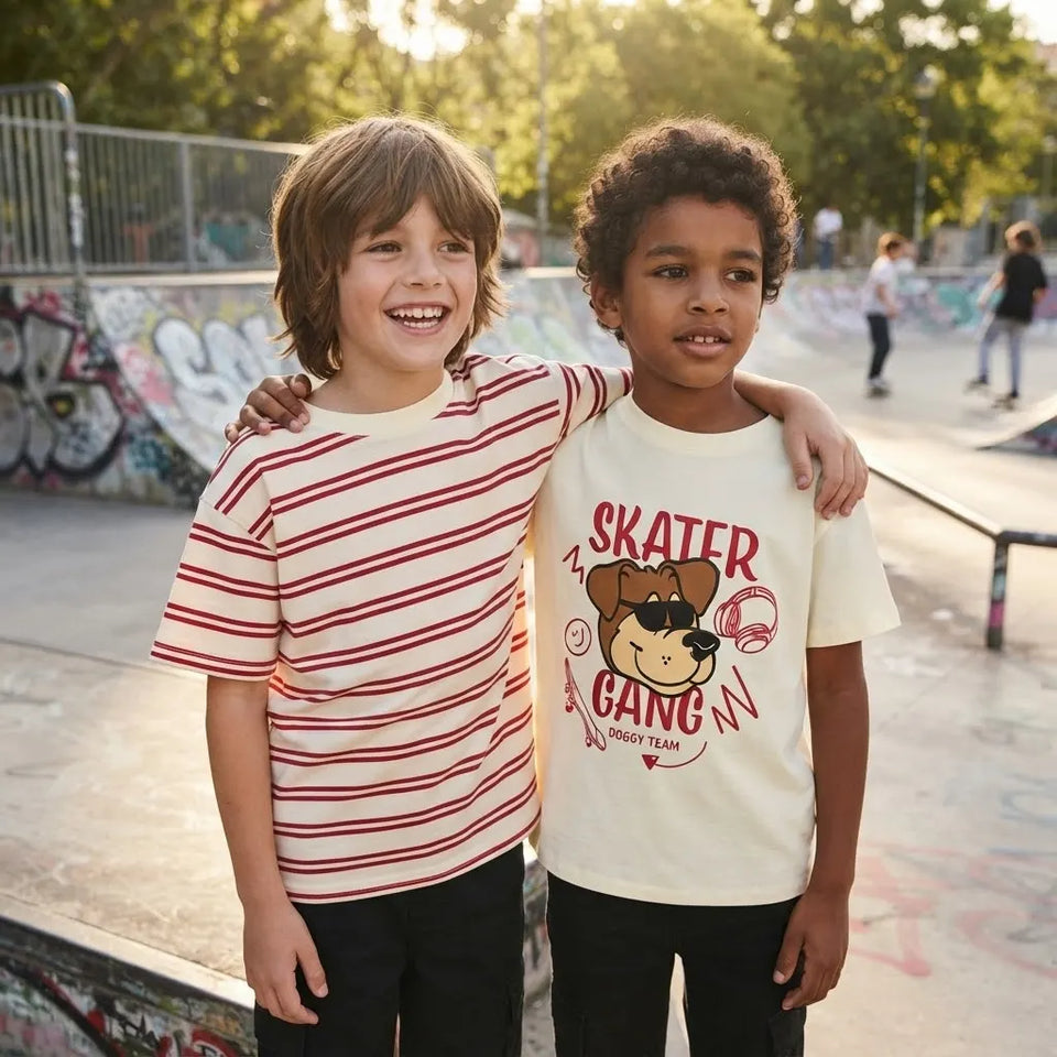Sinsay Boy's Cream & Red Striped Pack Of 2 T-Shirt