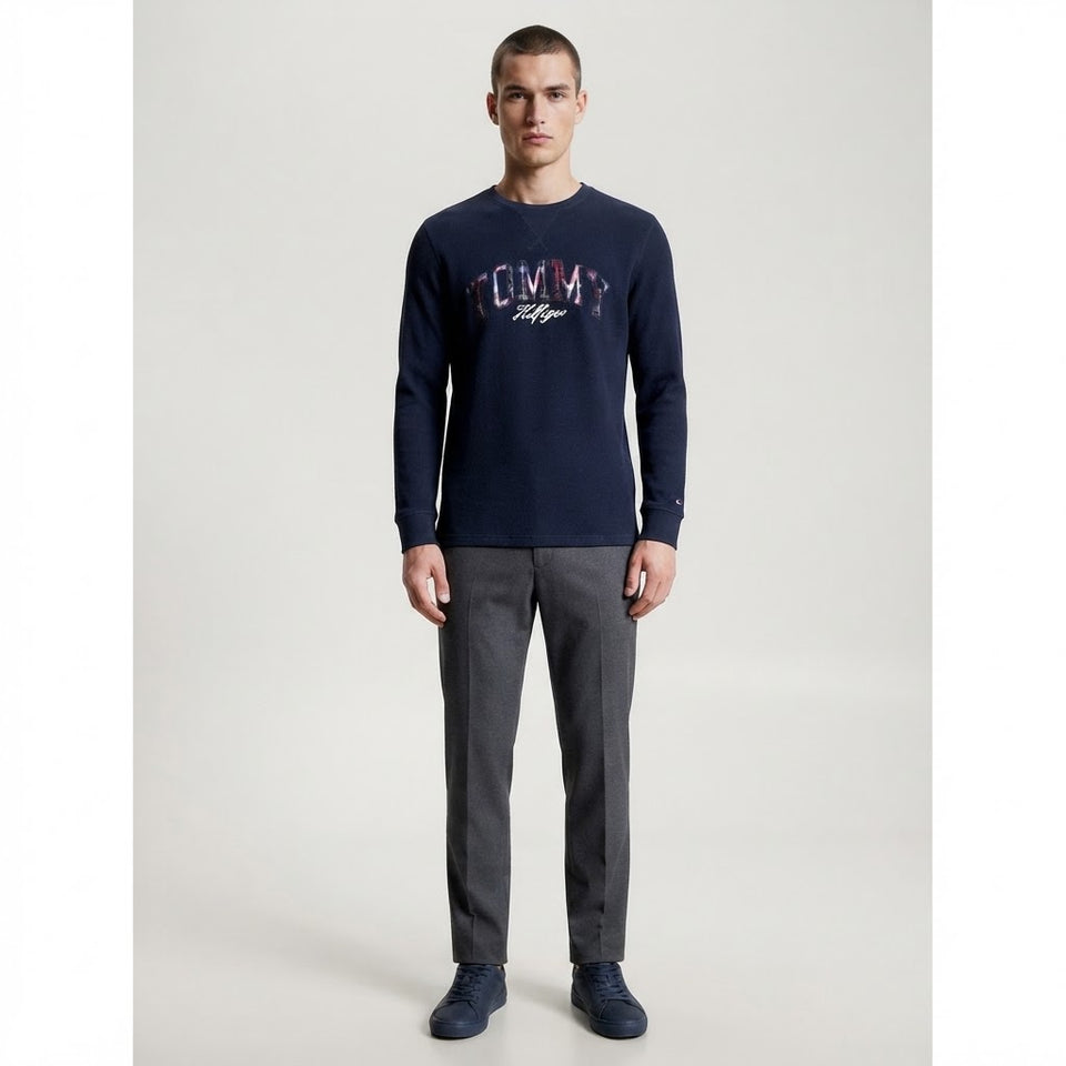 Tommy Hilfiger Men's Navy Chest Logo Print Pajama Top